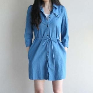 3/4-Sleeve Denim Shirtdress