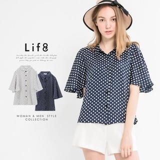 Life 8 Frilled Sleeves Dotted Shirt