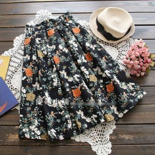 YOYO Floral Print A Line Skirt