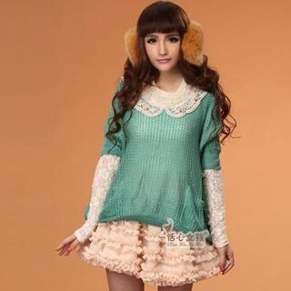 Kaven Dream Lace Collar Knit Top