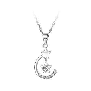 BELEC 925 Sterling Silver Stars Pendant with White Cubic Zircon and Necklace - 40cm