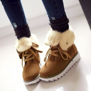 Pastel Pairs Lace-Up Short Boots