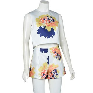 Mussa Set: Flower Print Sleeveless Top + Shorts
