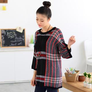 59 Seconds Plaid Oversized Sweater Black - One Size