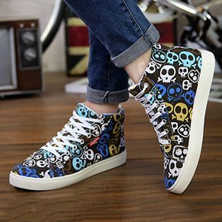 YAX Skull Print Sneakers