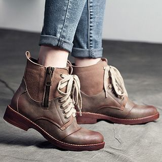 MIAOLV Lace Up Short Boots