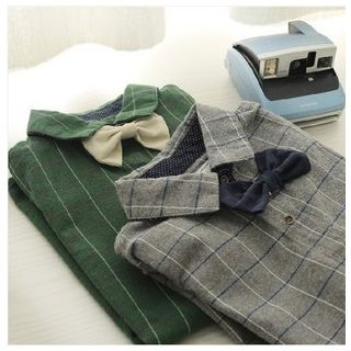Rosadame Check Shirt with Bow Tie