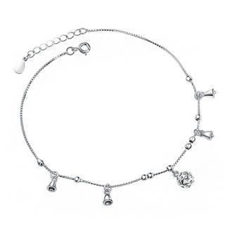 BELEC White Gold Plated 925 Sterling Silver Anklet