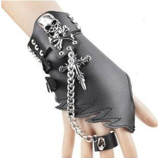 Trend Cool Set: Skull Accent Bracelet Ring + Fingerless Glove