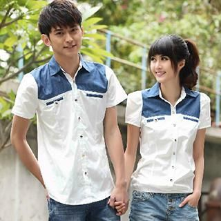 Igsoo Print Couple Short-Sleeve Shirt