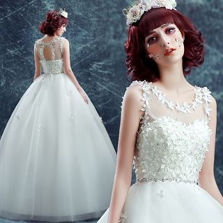 Angel Bridal Rosette Rhinestone Ball Gown Wedding Dress