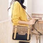 Contrast-Strap Leopard-Print Shoulder Bag