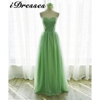 idresses Strapless Sheath Tulle Evening Gown with Corsage Brooch