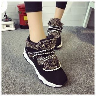Yoflap Furry Lace Up Sneakers
