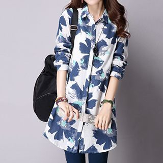 chic n' fab Floral Print Linen-blend Jacket