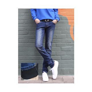 PLAYS Washed Brushed-Fleece Straight-Cut Jeans