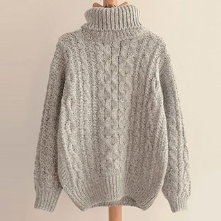 Miss Honey Turtleneck Cable Knit Sweater