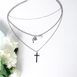 OrangeBear Cross & Key Layered Necklace