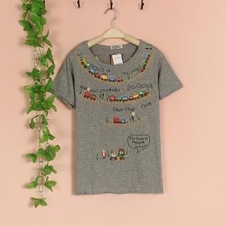Cute Colors Short-Sleeve Appliqué Embroidered T-Shirt