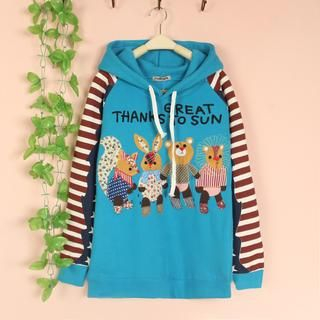 Cute Colors Animal Appliqué Brushed Fleece-Lined Pullover