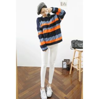 OZNARA Striped Cable-Knit Sweater