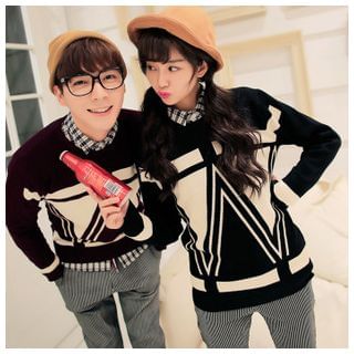 Simpair Print Couple Knit Top