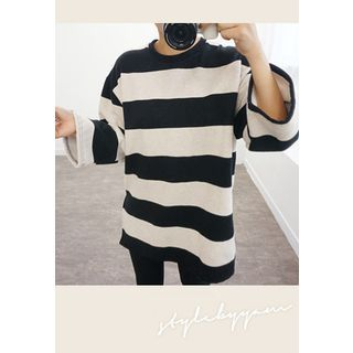 STYLEBYYAM Brushed Fleece Stripe T-Shirt