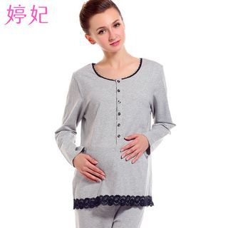 Tiffie Maternity Pajama Set: Long-Sleeve Top + Pants