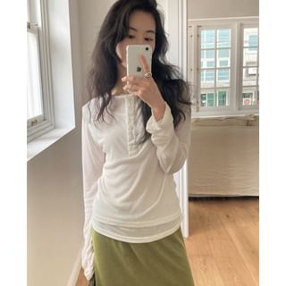 Overlay Sheer Henley
