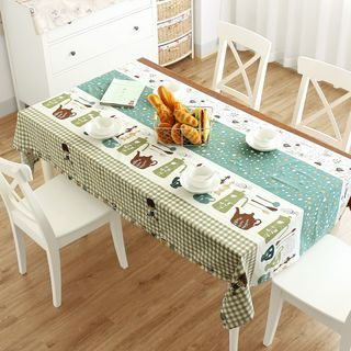 Lazy Corner Printed Linen-blend Table Cloth