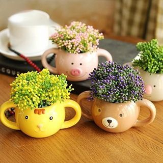 Cottage Dream Artificial Flower with Animal Pot