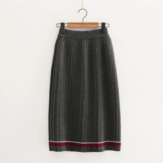 Piko Contrast Trim Accordion Knit Skirt