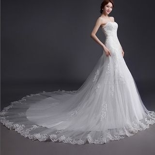 Nobella Strapless Long Train Wedding Dress