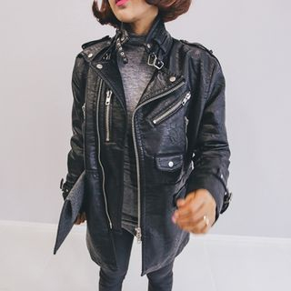 PPGIRL Zip-Detail Faux-Leather Jacket