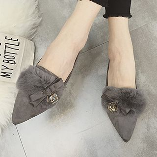 MXBoots Faux Fur Panel Pointy Flats