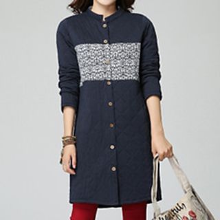 Jiuni Patterned Quilted Long Jacket