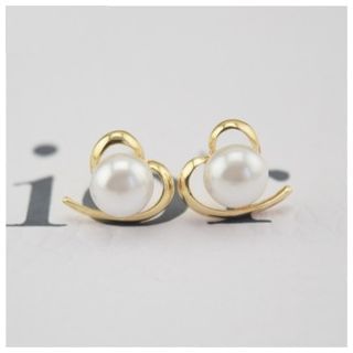 Ciroki Faux Pearl Heart Earrings