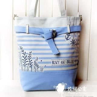 Flower Princess Printed Canvas Tote LightBlue - One Size