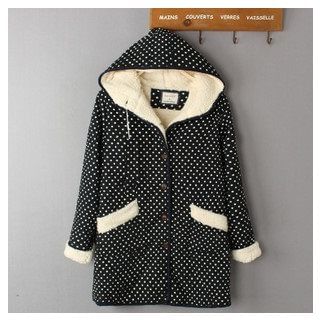Mellow Fellow Polka Dot Hooded Quilted Coat