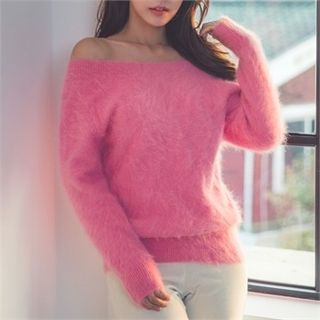 ERANZI Furry-Knit Angora Wool Blend Knit Top