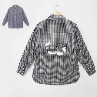 Mr. Cai Long-Sleeve Embroidered Applique Gingham Shirt
