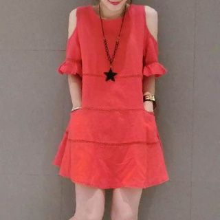 Fashion Street Short-Sleeve Cutout Shoulder Dress