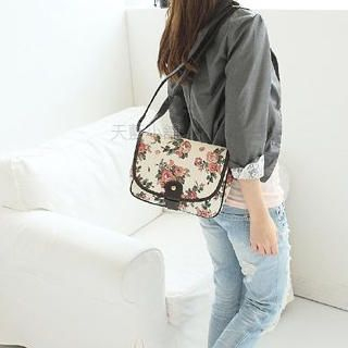 Buy SkyBlue Floral Print Canvas Shoulder Bag 1022905862