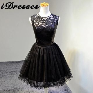 idresses Sleeveless Lace Panel Cocktail Dress