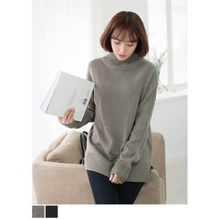 J-ANN Mock-Neck Drop-Shoulder Sweater