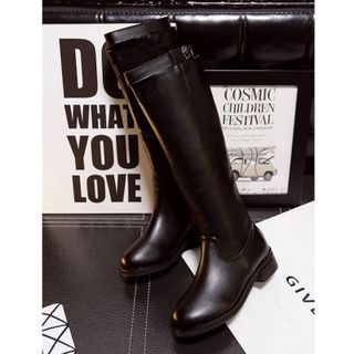 Anran Faux Leather Zip Tall Boots
