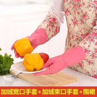 Yulu Set: Floral Panel Gloves + Gathered Gloves + Apron