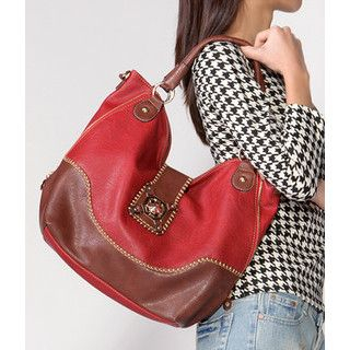 yeswalker Twist Lock Two-Tone Tote Bag Red - One size