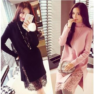 MayFair Long-Sleeve Lace Up Knit Dress