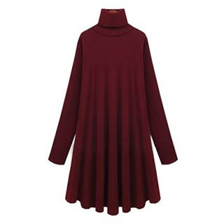 Sugar Town Long-Sleeve Stand Collar A-Line Dress